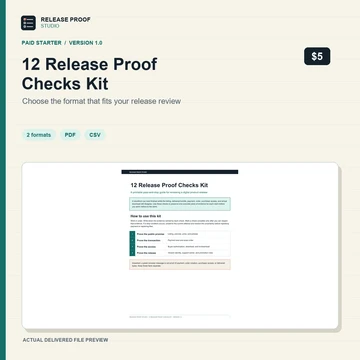 12 Release Proof Checks Kit