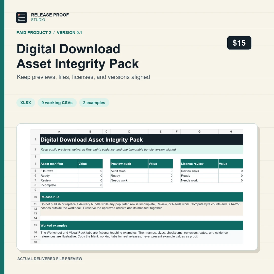 Editable Release Checks CSV — Pro License